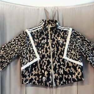 Adidas Leopard Print Bomber Jacket in Black, Tan, Cream